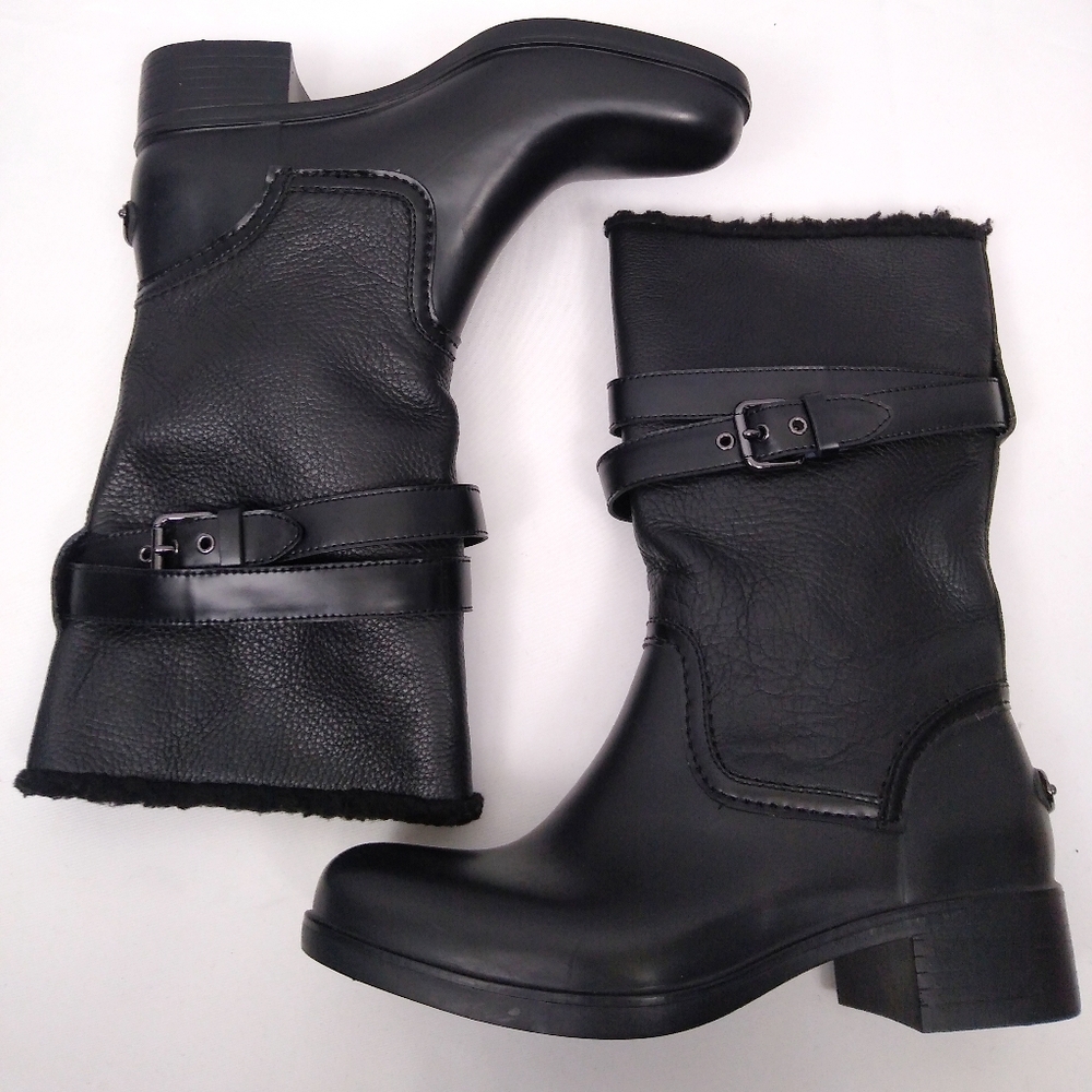 Coach Zena Leather Buckle Boots Size 10 - Picture 3 of 10
